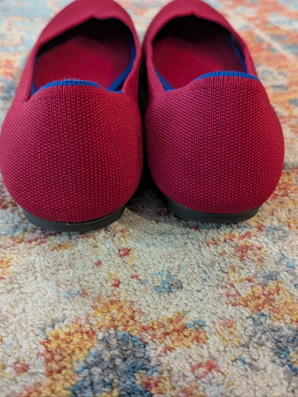 Rothy's Womens 8.5 The Flat Round Toe Ballet Flats Shoes Red Washable